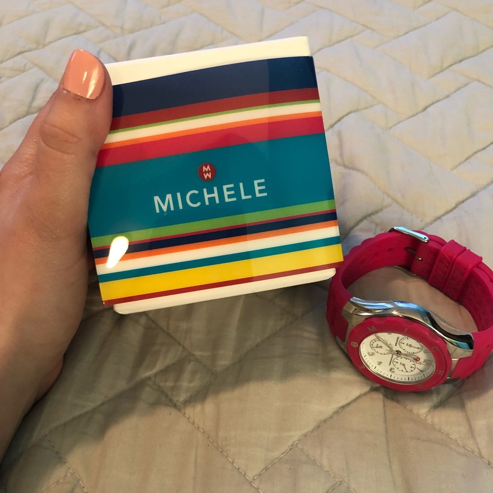 NWT Michele Tahitian Jelly Bean Fuchsia Watch